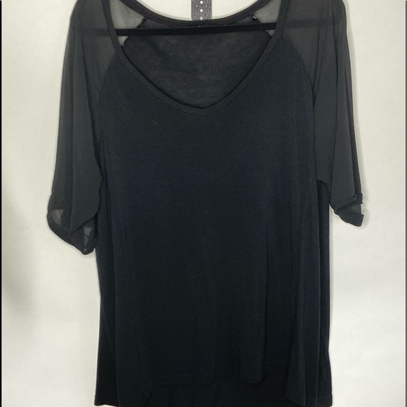 Cable & Gauge Tops - Cable & Gauge Sheer Sleeves Plus Size